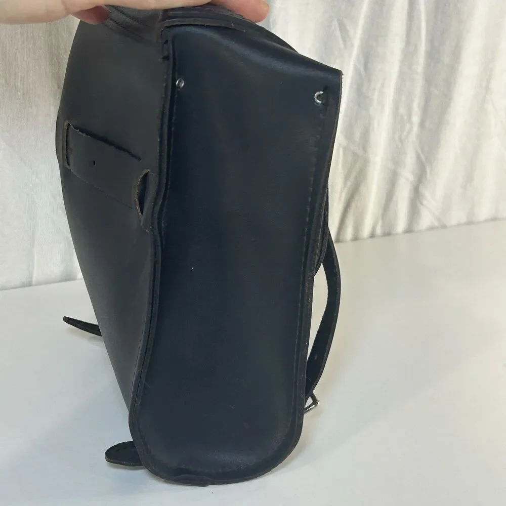 Unbranded Black Leather Double Buckle Saddlebag Motorcycle